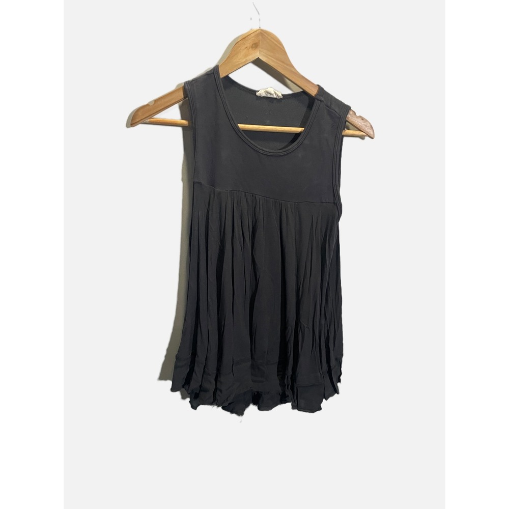 Liberty Garden Tankâ Top Womens XS Grey Babydoll Pleated Boho Sleeveless Blouse